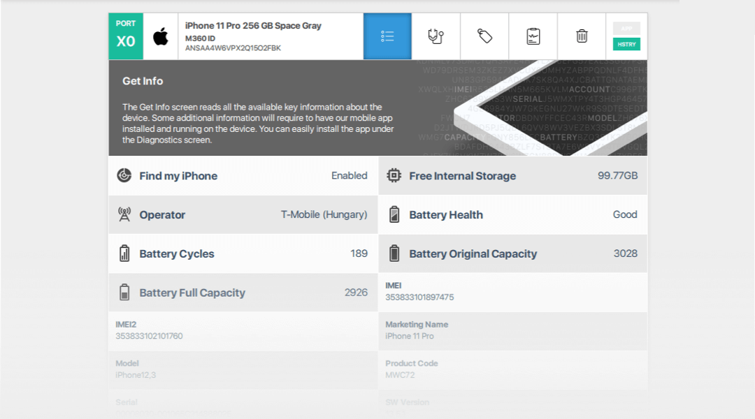 Extensive device information, as soon as you connect